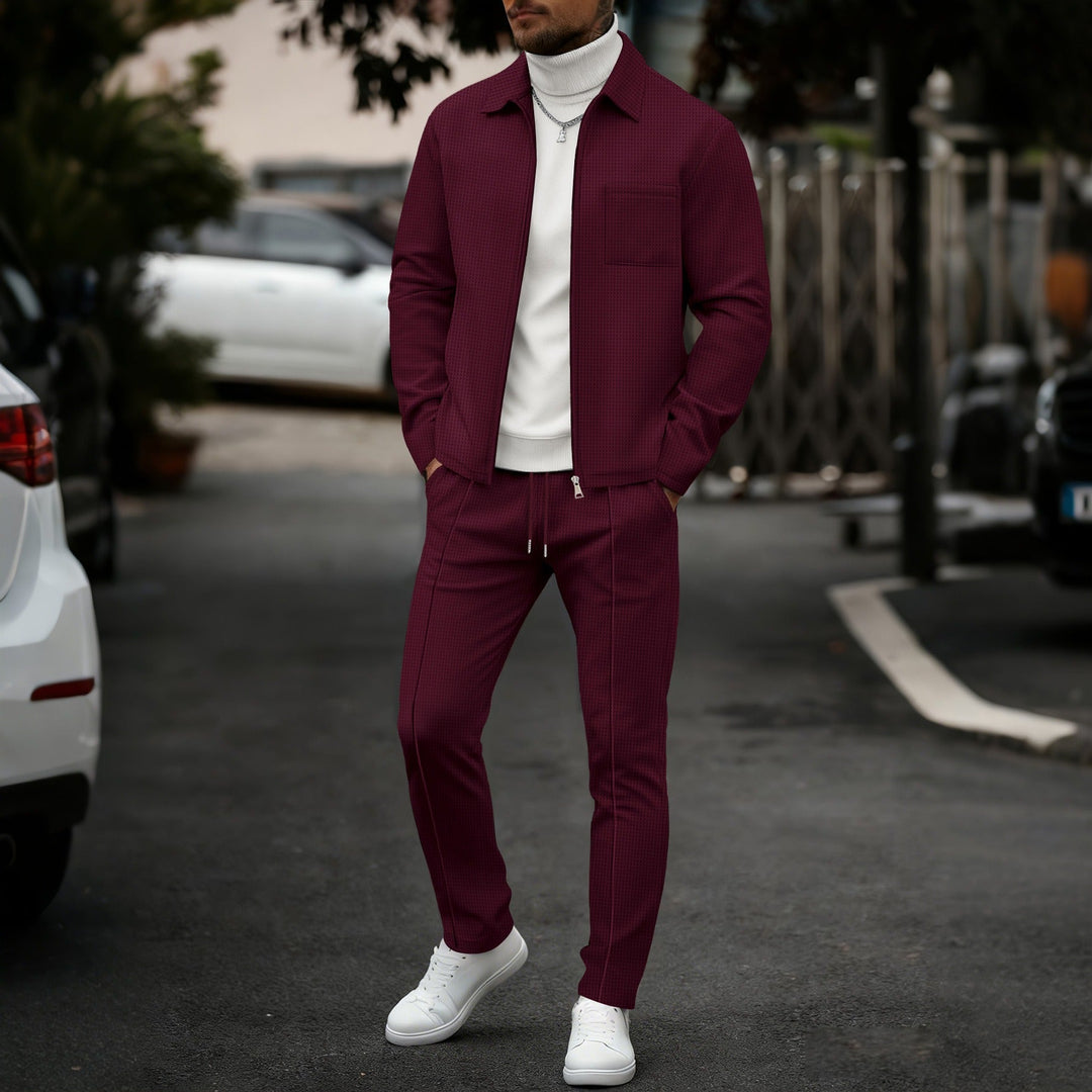 Herre Slim Fit Sett – Med Glidelås, Egnet til Avslappet og Sportslig Aktivitet