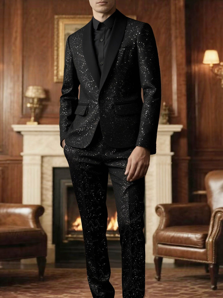 Herre Glitterdress med Blazer og Bukse - Svart
