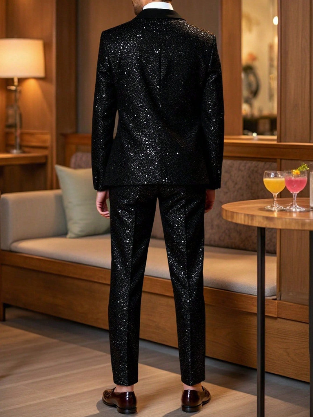 Herre Glitterdress med Blazer og Bukse - Svart