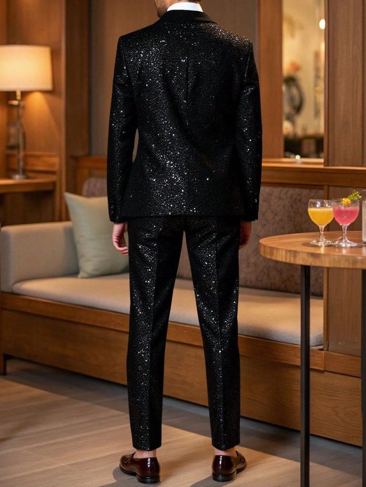 Herre Glitterdress med Blazer og Bukse - Svart