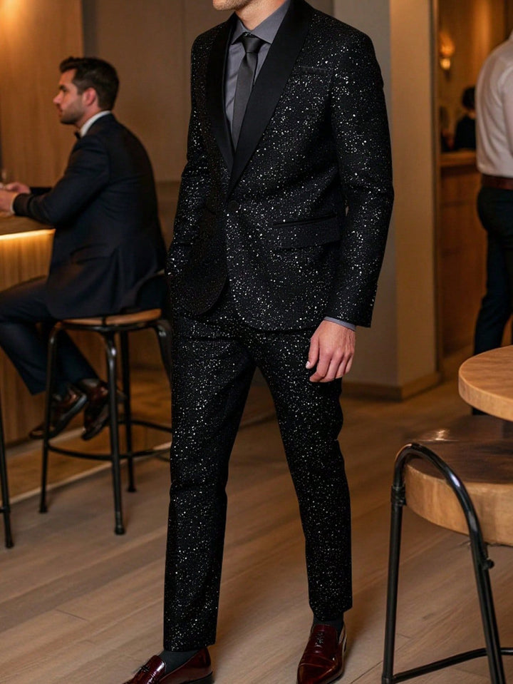 Herre Glitterdress med Blazer og Bukse - Svart