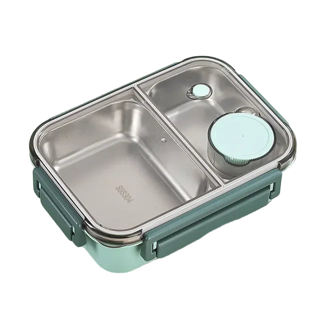 Eristetty ruostumattomasta teräksestä valmistettu bento-eväsrasia aikuisille.