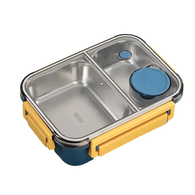 Eristetty ruostumattomasta teräksestä valmistettu bento-eväsrasia aikuisille.