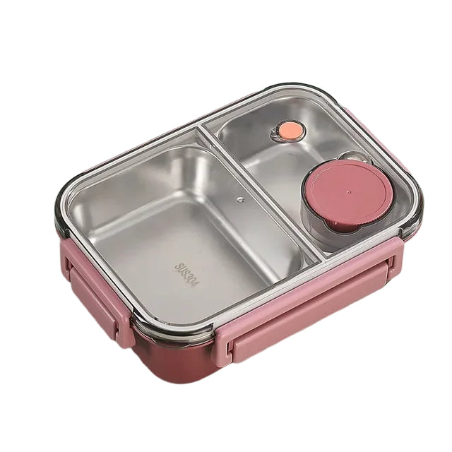 Eristetty ruostumattomasta teräksestä valmistettu bento-eväsrasia aikuisille.