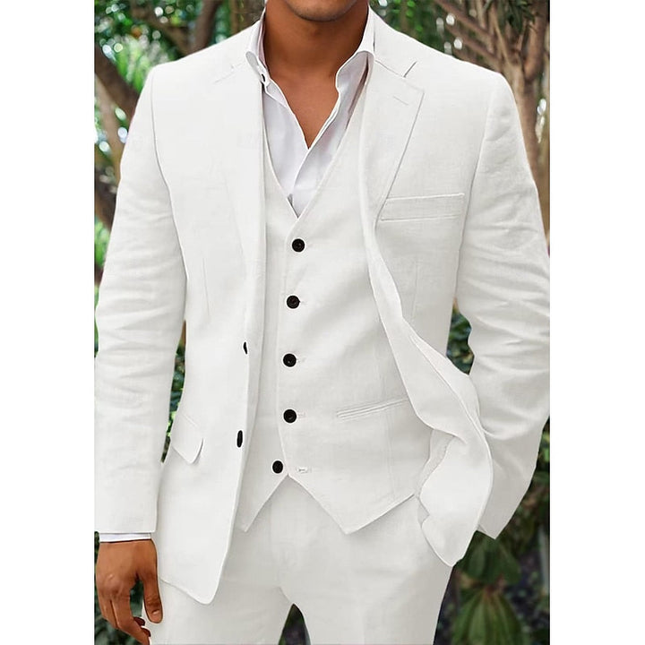 Dreiteilig Leinen-Set for Herrer: Blazer, Veste og Bukser