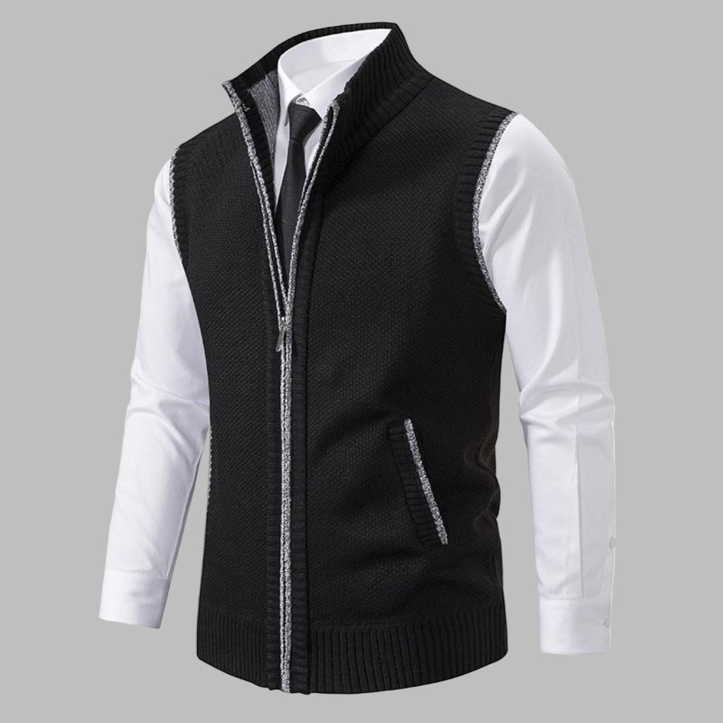 Menns Klassiske Strikkede Zip-Up Vest