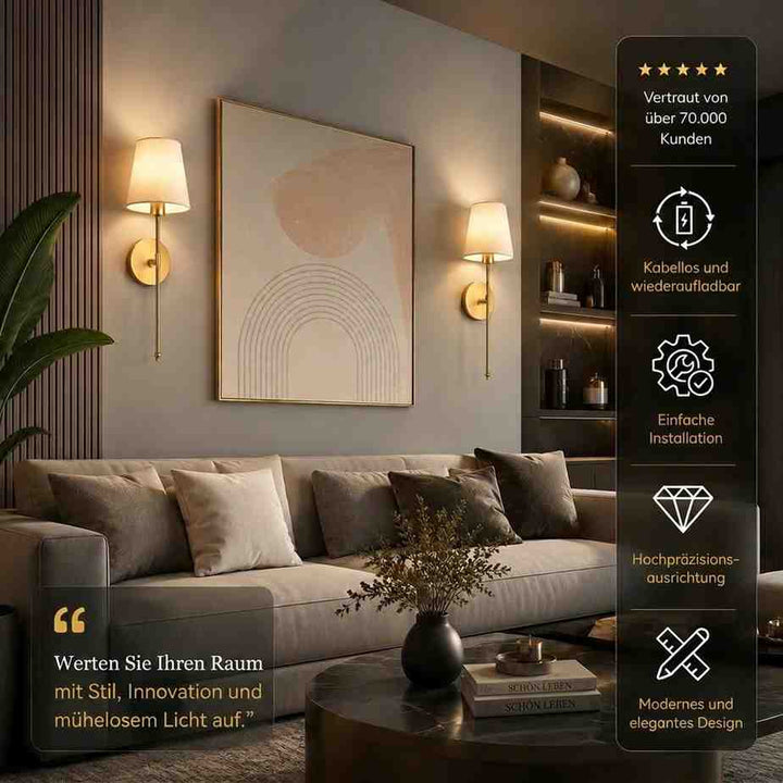 Trådløs vegglampe 2 stk | Adhesoria
