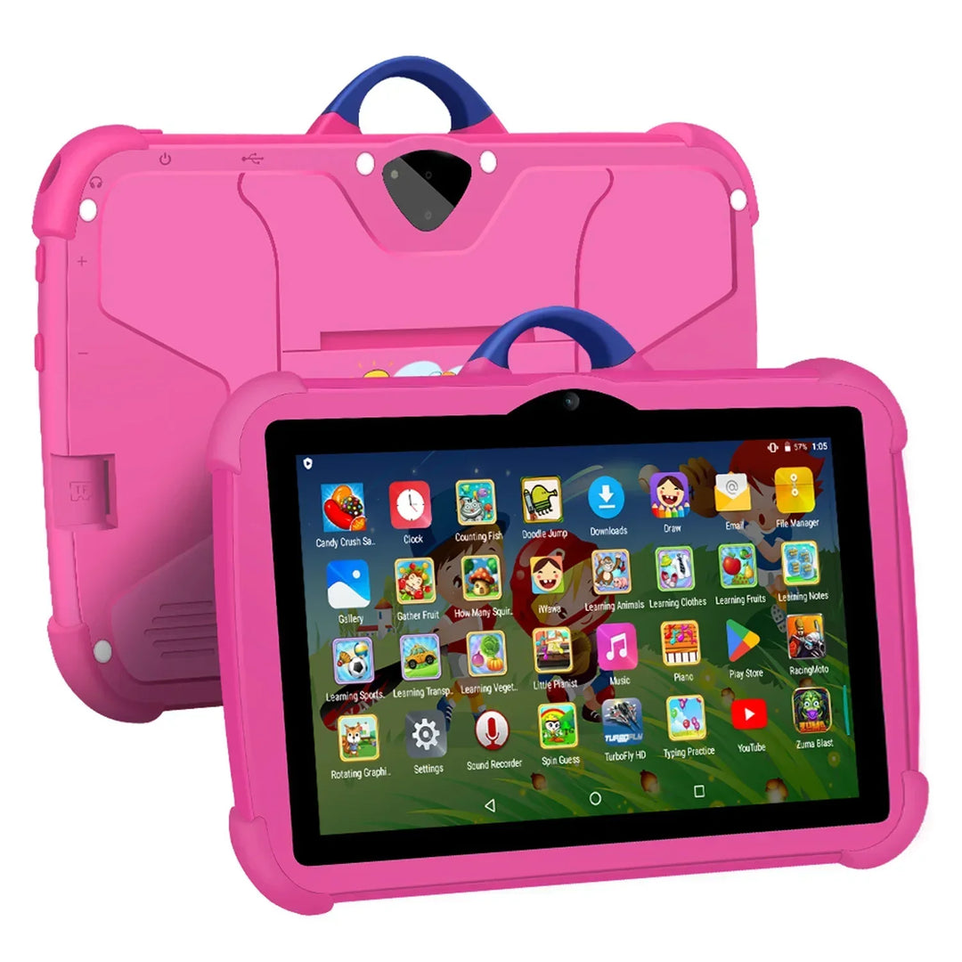 Nettbrett for barn 7 tommer | Tegneseriemotiv &amp; Android | 64 GB lagring