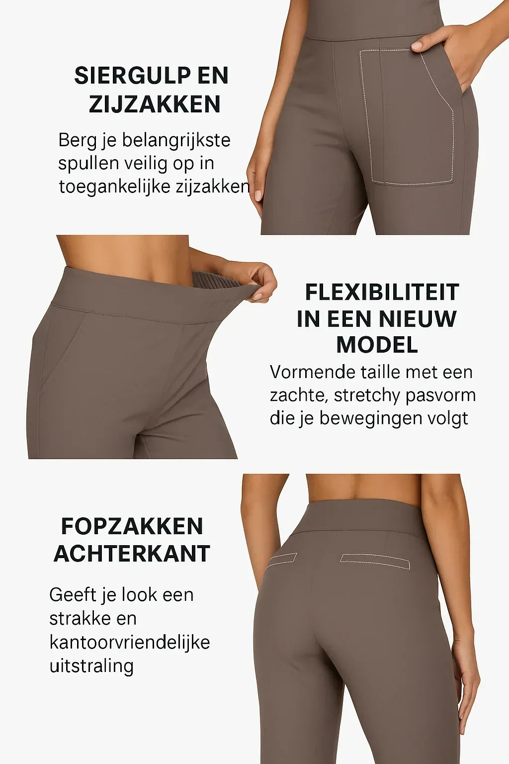 Bukse med Høy Midje og Stretch til Dame – Behagelig Pull-On Bukse