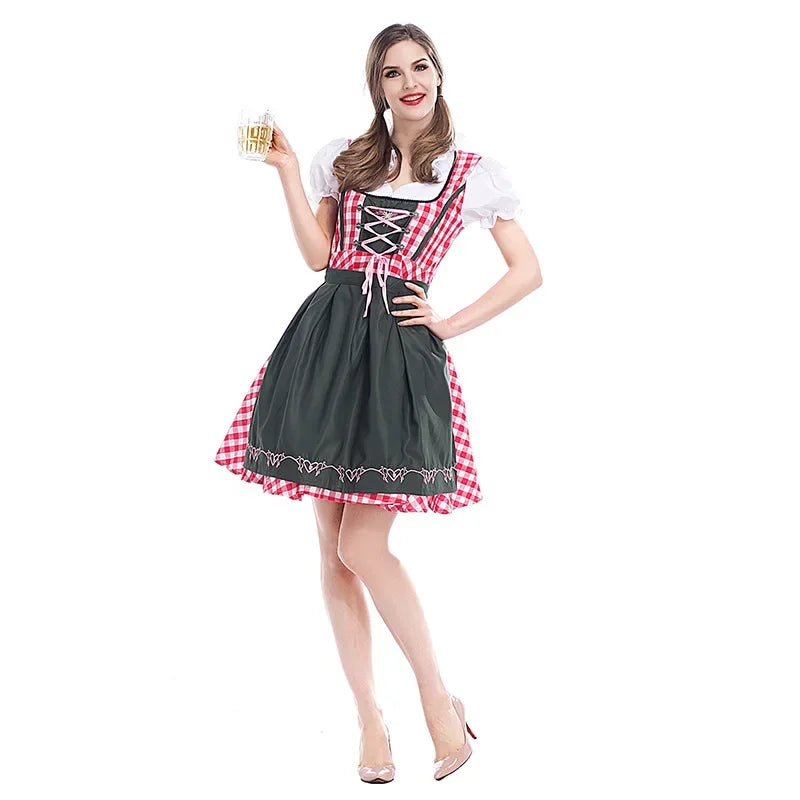 Klassisk dirndlkjole-sett for damer til Oktoberfest – tradisjonell polyester