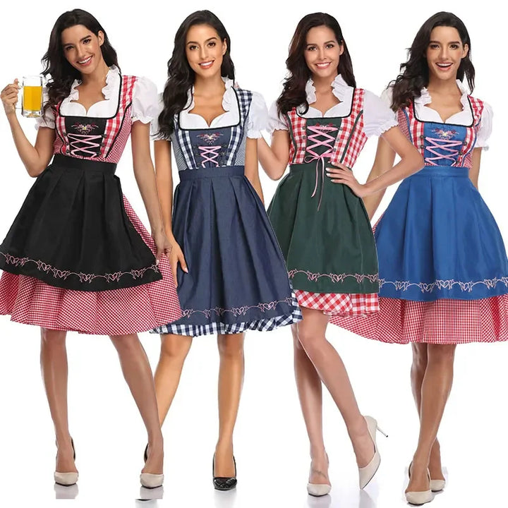 Klassisk dirndlkjole-sett for damer til Oktoberfest – tradisjonell polyester