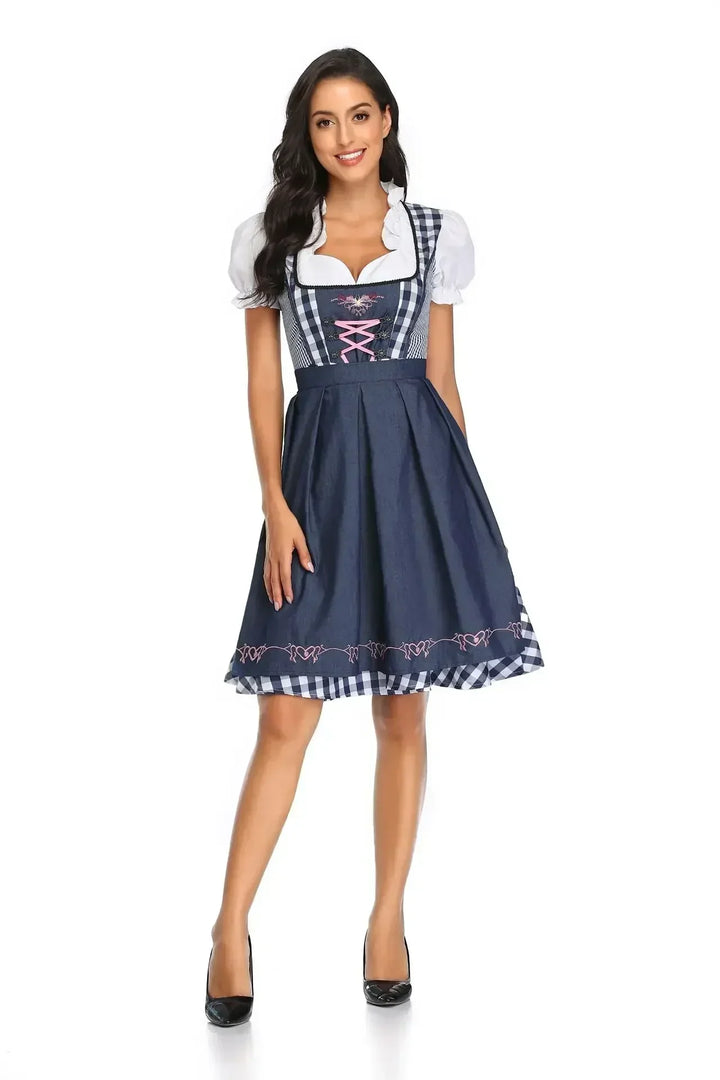Klassisk dirndlkjole-sett for damer til Oktoberfest – tradisjonell polyester