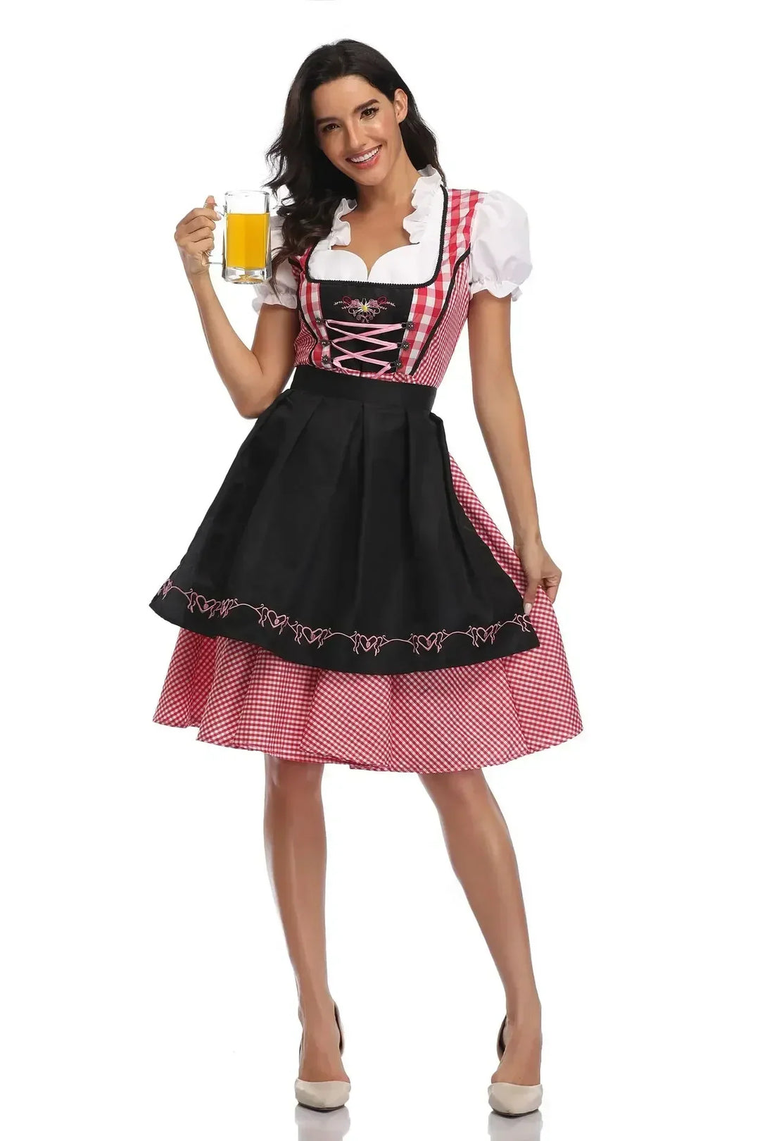 Klassisk dirndlkjole-sett for damer til Oktoberfest – tradisjonell polyester