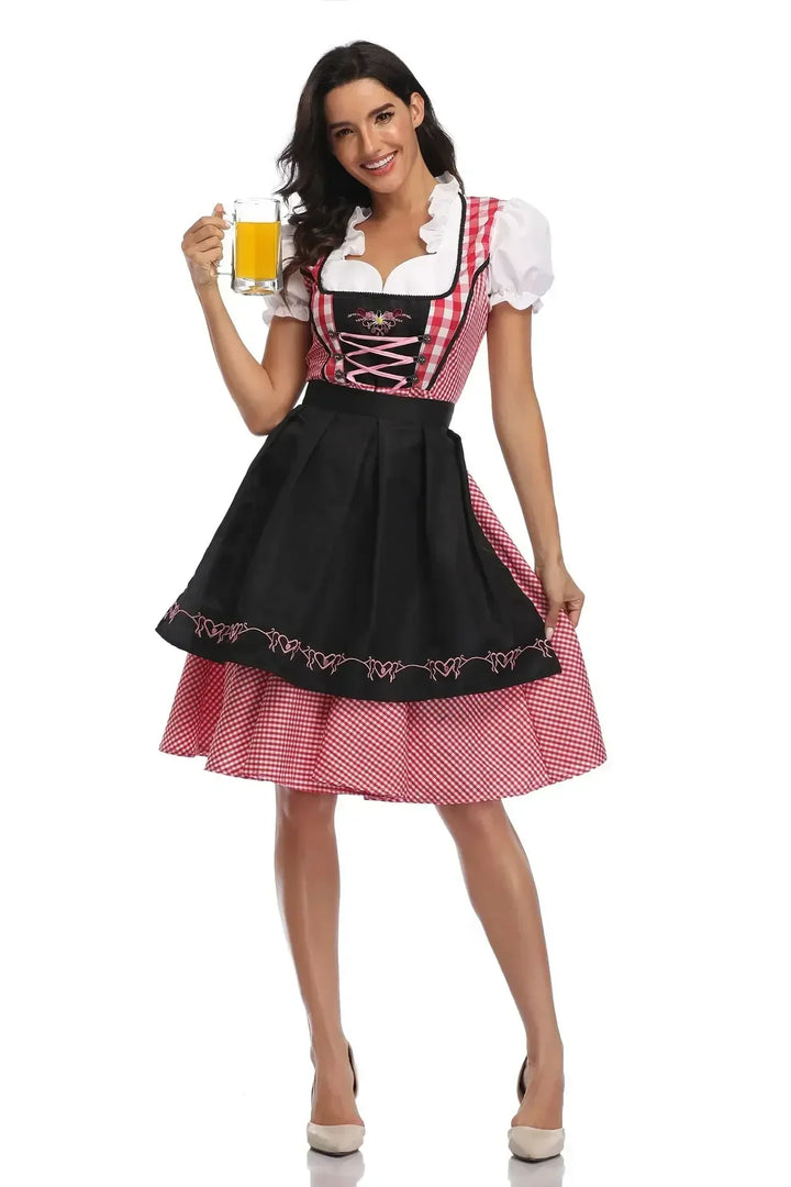 Klassisk dirndlkjole-sett for damer til Oktoberfest – tradisjonell polyester