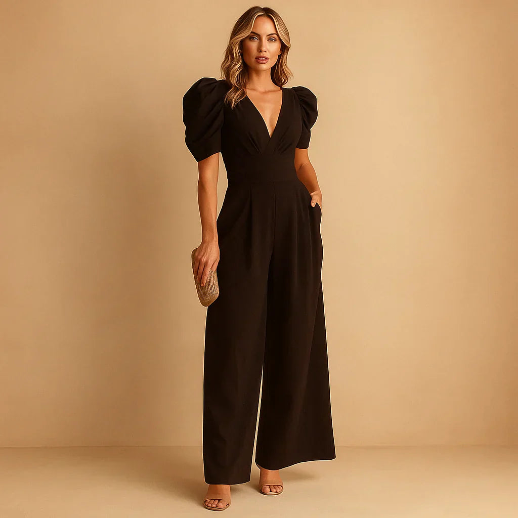 Flatterende Puff Sleeve jumpsuit