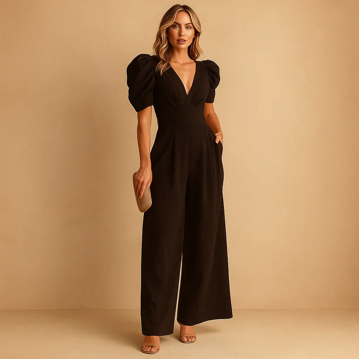 Flatterende Puff Sleeve jumpsuit