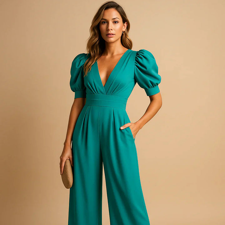 Flatterende Puff Sleeve jumpsuit