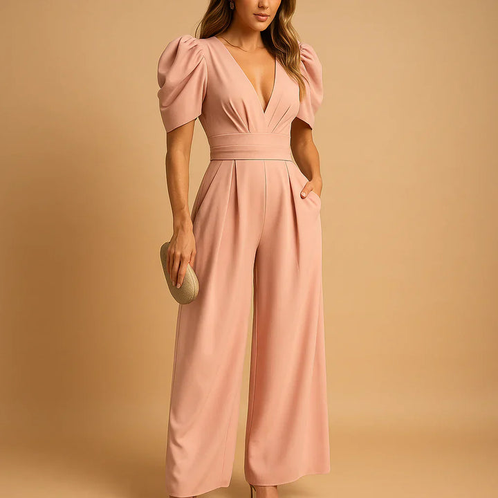 Flatterende Puff Sleeve jumpsuit