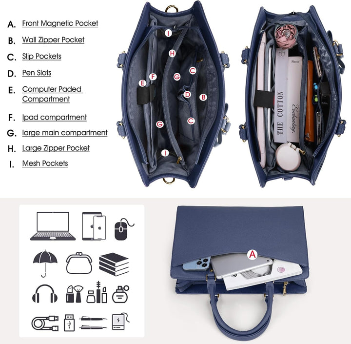 Vanntett Laptopveske i PU-Skinn med Multifunksjonelt Design for Kvinner