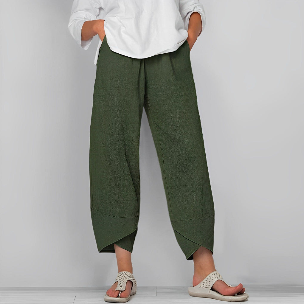 Elegant Bred‑Bein Satin Bukser