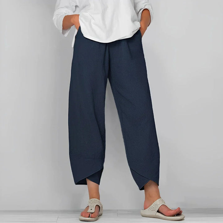 Elegant Bred‑Bein Satin Bukser