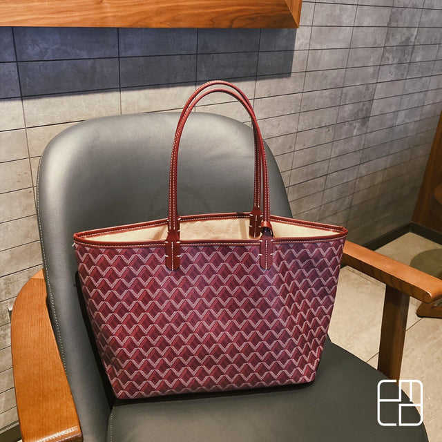 Luksuriøs shopper-veske | Elegant og romslig | Bordeaux