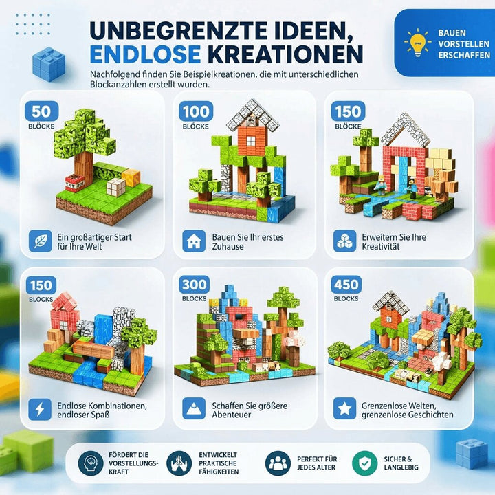 Magnetisk byggeklossett for barn | Magnetisk byggeleketøy 205 deler | Magnetreich