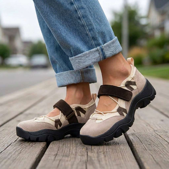 Komfortable slip-on-sko til dame med borrelåsstropp | Lette slip-on-sko