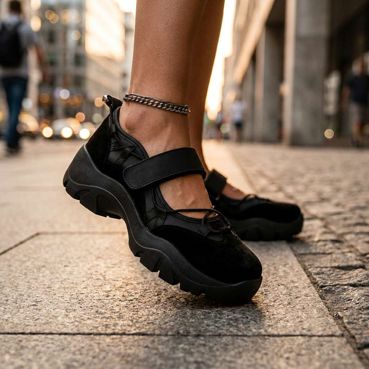 Komfortable slip-on-sko til dame med borrelåsstropp | Lette slip-on-sko