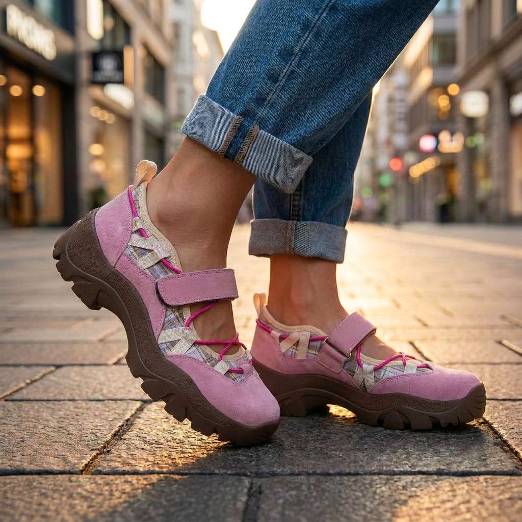 Komfortable slip-on-sko til dame med borrelåsstropp | Lette slip-on-sko