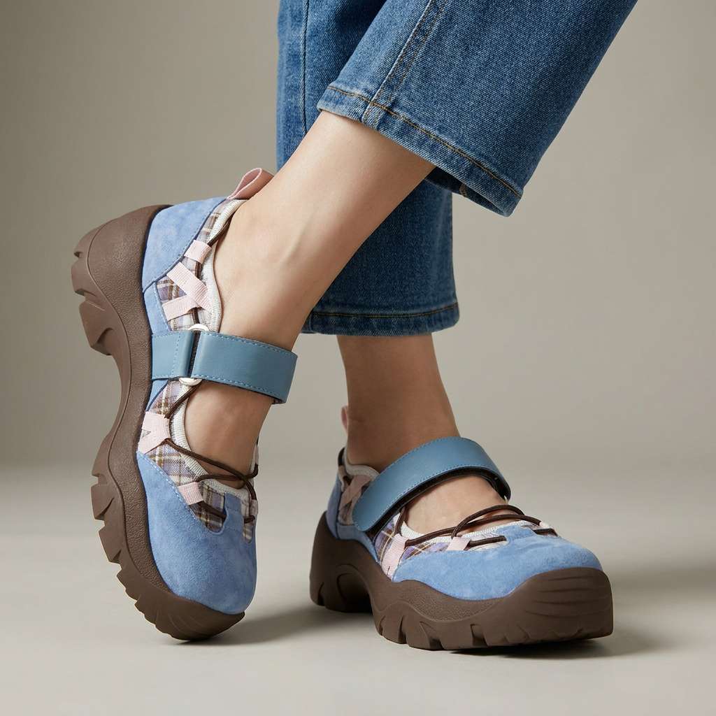 Komfortable slip-on-sko til dame med borrelåsstropp | Lette slip-on-sko