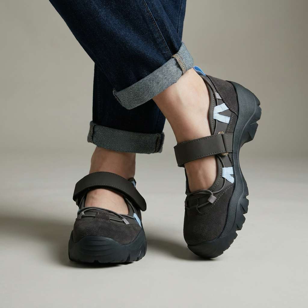 Komfortable slip-on-sko til dame med borrelåsstropp | Lette slip-on-sko