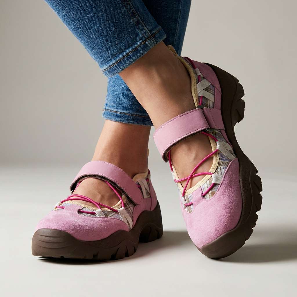 Komfortable slip-on-sko til dame med borrelåsstropp | Lette slip-on-sko