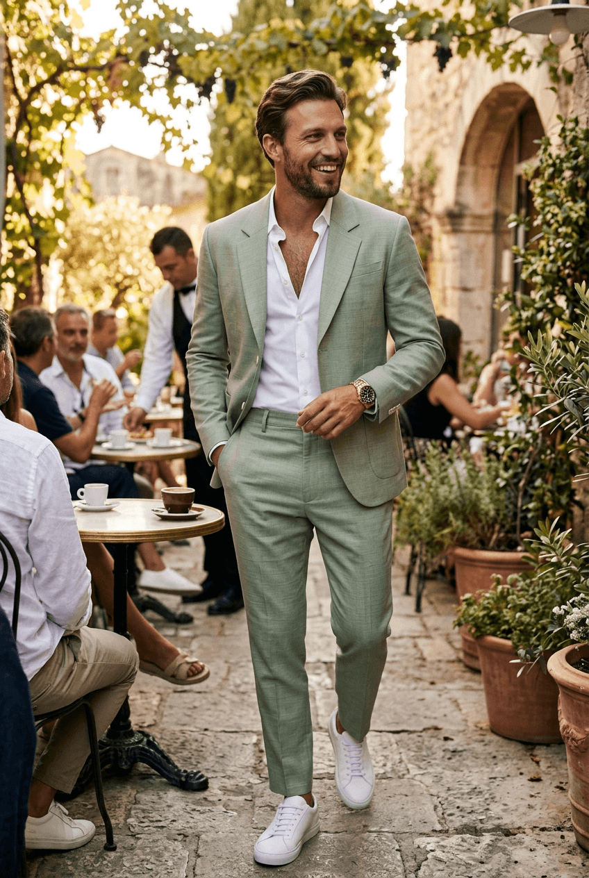 Slim fit-dress til herre – todelt med notch-slag, passer til jobb og formelle anledninger