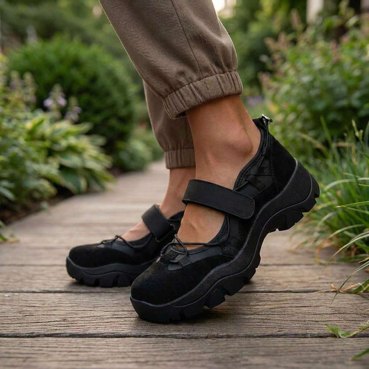 Komfortable slip-on-sko til dame med borrelåsstropp | Lette slip-on-sko