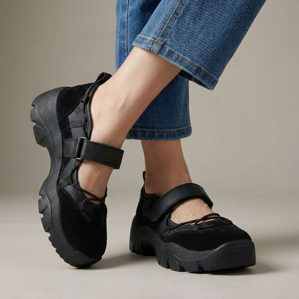 Komfortable slip-on-sko til dame med borrelåsstropp | Lette slip-on-sko