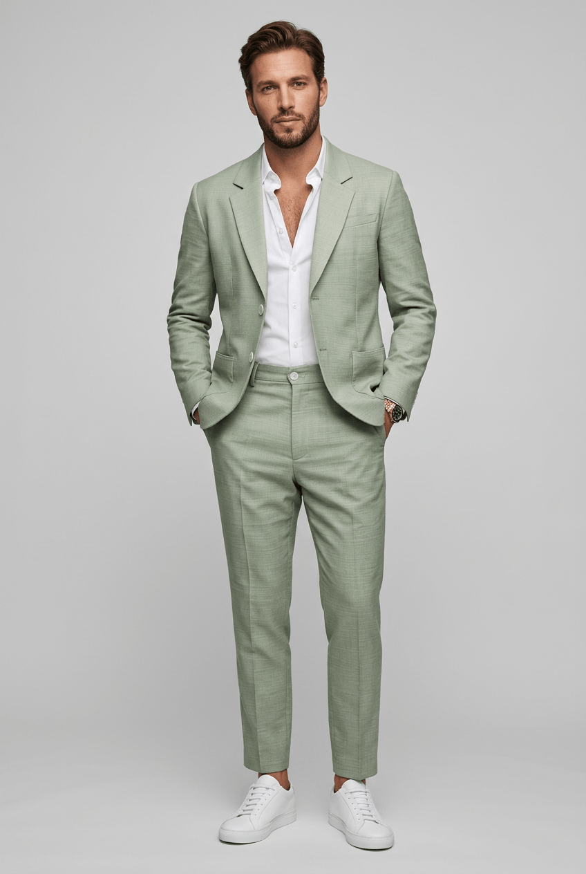 Slim fit-dress til herre – todelt med notch-slag, passer til jobb og formelle anledninger