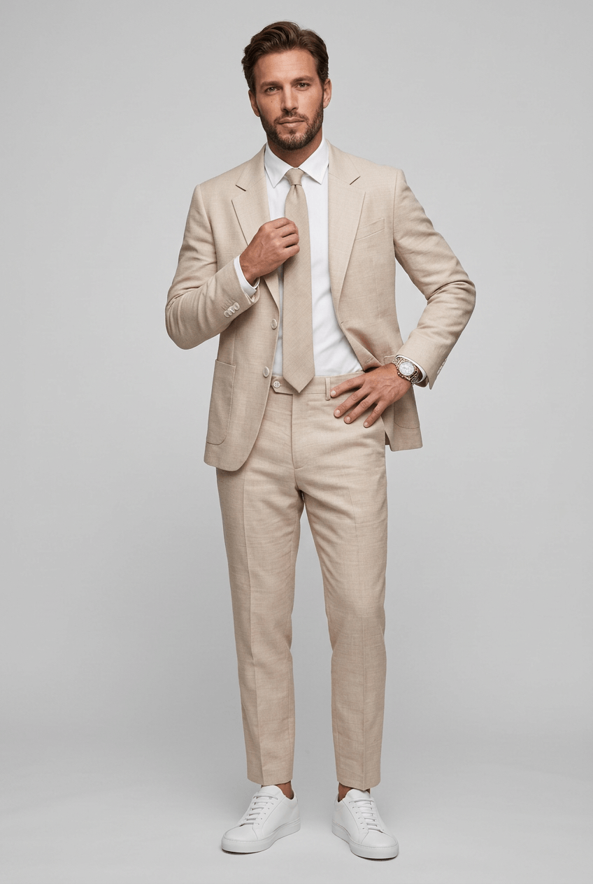 Slim fit-dress til herre – todelt med notch-slag, passer til jobb og formelle anledninger