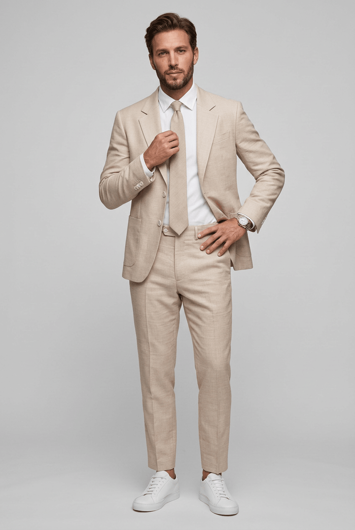 Slim fit-dress til herre – todelt med notch-slag, passer til jobb og formelle anledninger