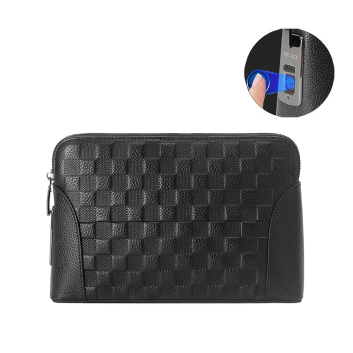 Skinnveske for menn med fingeravtrykklås – tyverisikker clutch og lommebok