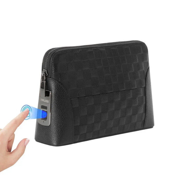 Skinnveske for menn med fingeravtrykklås – tyverisikker clutch og lommebok