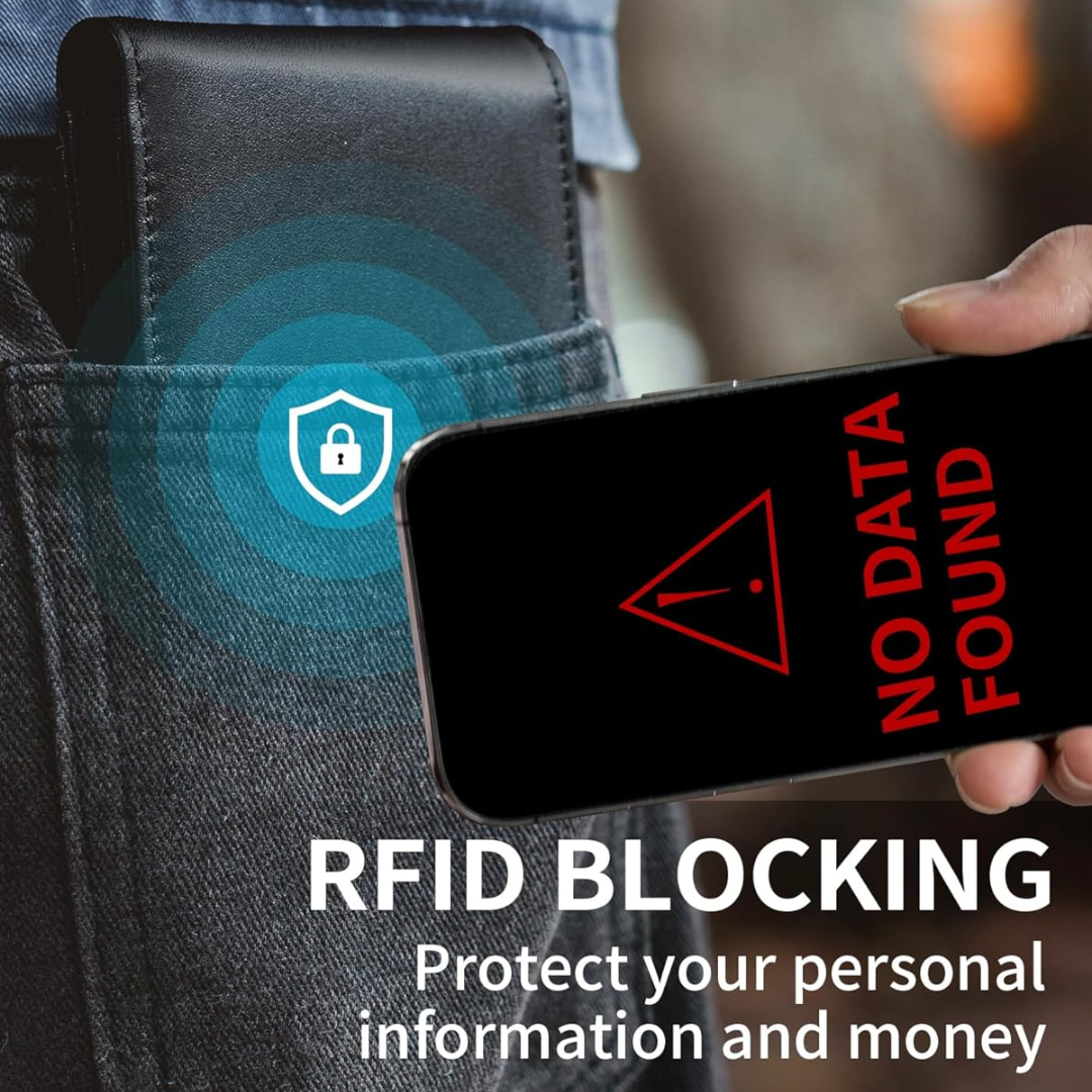 Bifold-lommebok i ekte skinn til herre med RFID-beskyttelse