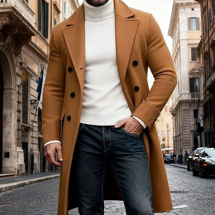 Herre Lang Ullfrakk Dobbeltspent Tailored Fit