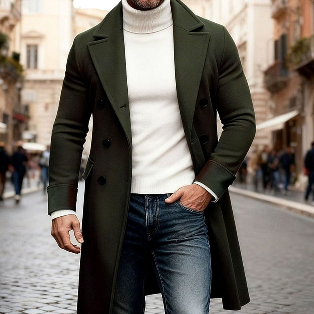 Herre Lang Ullfrakk Dobbeltspent Tailored Fit