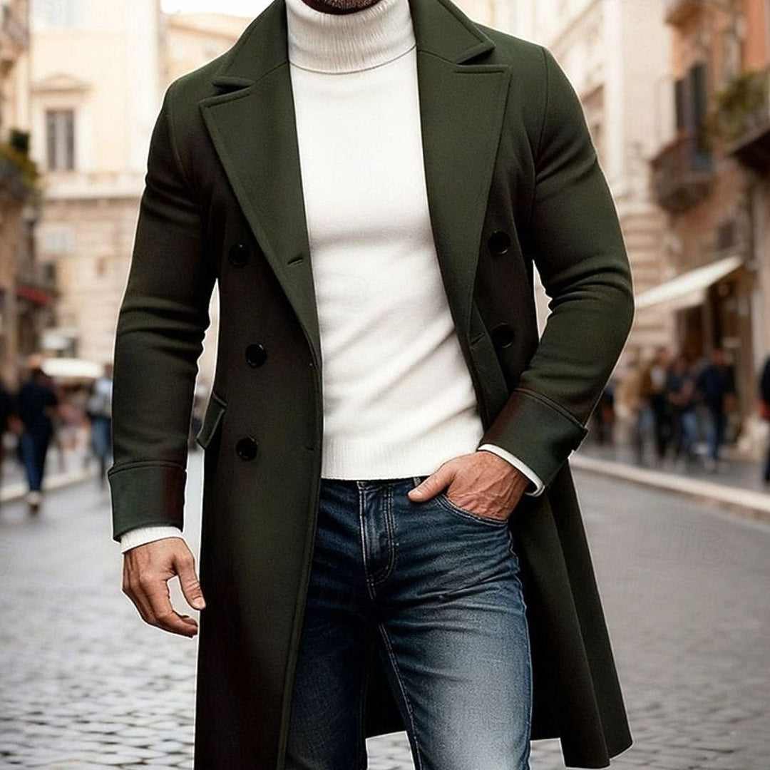 Herre Lang Ullfrakk Dobbeltspent Tailored Fit