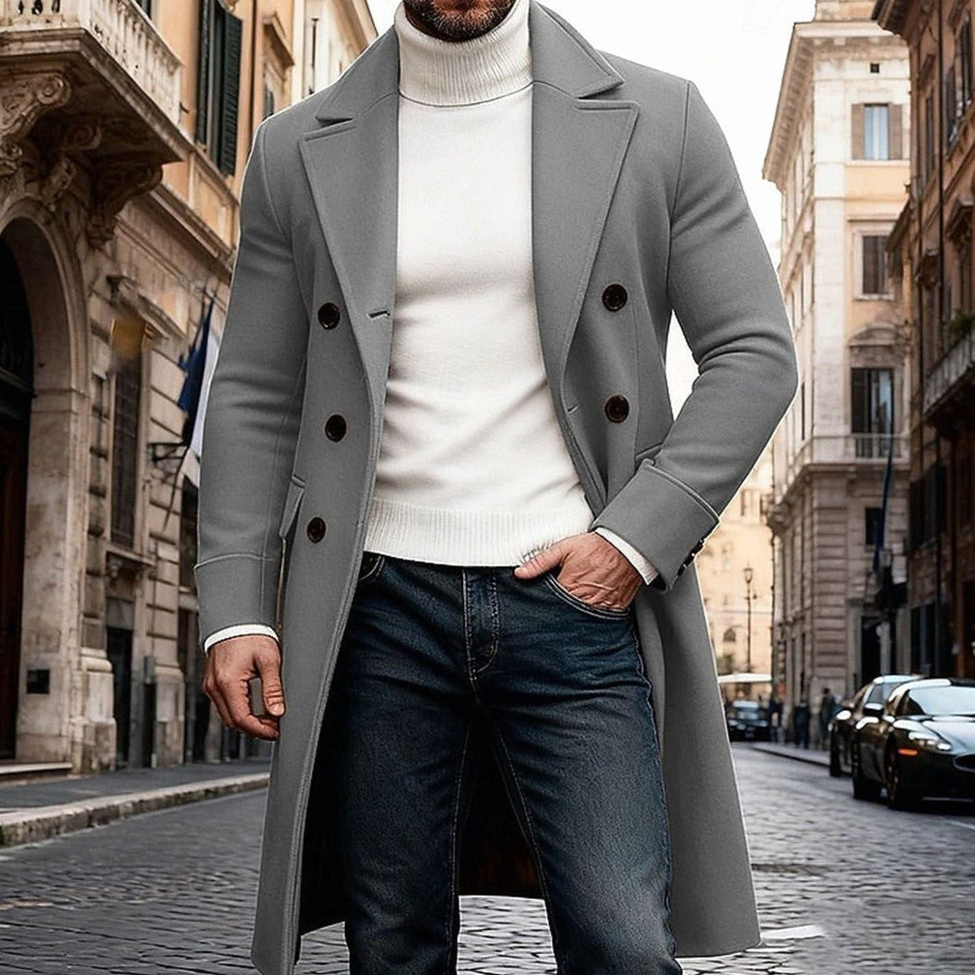 Herre Lang Ullfrakk Dobbeltspent Tailored Fit