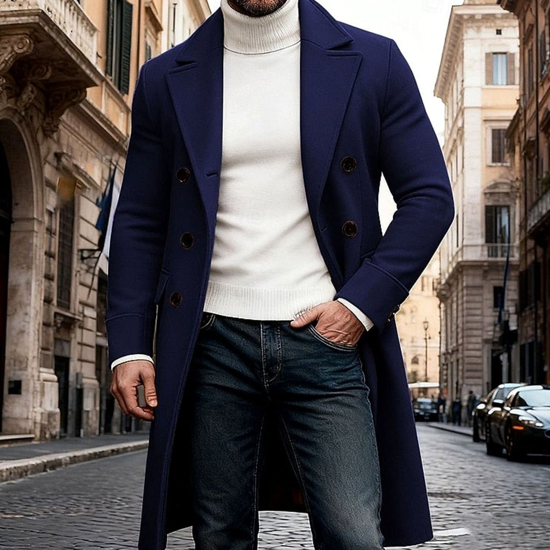 Herre Lang Ullfrakk Dobbeltspent Tailored Fit