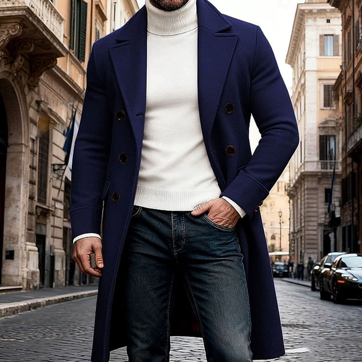 Herre Lang Ullfrakk Dobbeltspent Tailored Fit