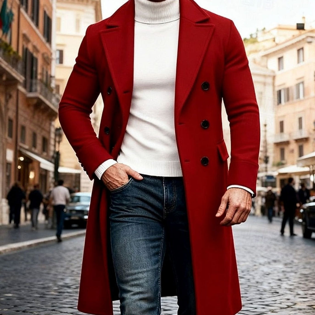 Herre Lang Ullfrakk Dobbeltspent Tailored Fit