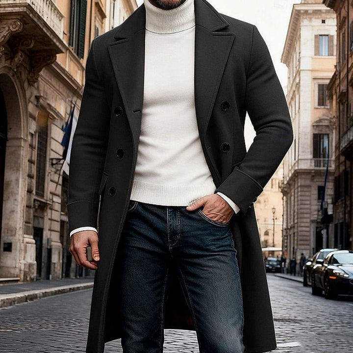 Herre Lang Ullfrakk Dobbeltspent Tailored Fit